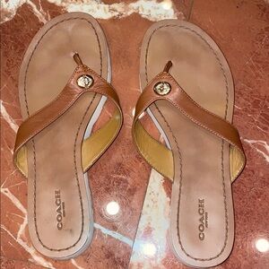 Coach Tan Leather Thong Sandals
